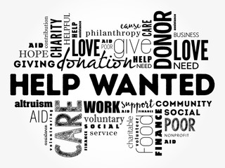 Help Wanted word cloud collage, social concept background