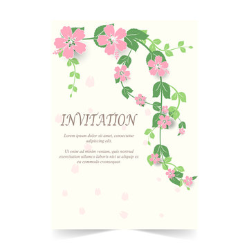 Invitation card, wedding card with Hibiscus flowers in spring time