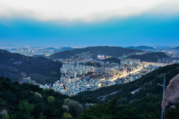 town nightscape at the mountain