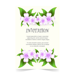 Invitation card, wedding card with flowers bouquet in spring time