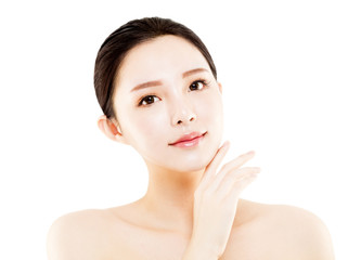 Obraz na płótnie Canvas closeup young asian beauty face isolated on white