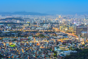 nightscape of seoul around traditional palace