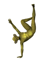 3D Rendering Green Alien on White