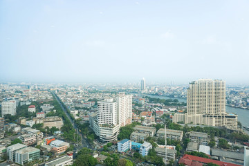 Naklejka premium top view of skyscrapers taken in Bangkok Thailand on 26 May 2017