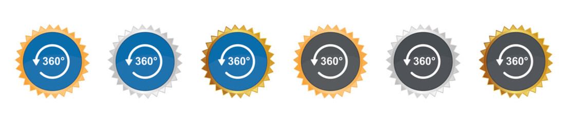 360 Grad - Virtuelle Realität - Gezacktes Button-Set