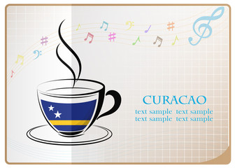coffee logo made from the flag of Curacao
