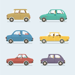Many Style's Of Cars Side View Vector Illustration