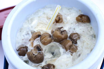 Close up of Ice longan drinks macro backgrounds