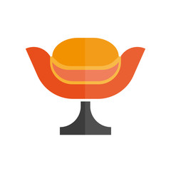 Modern stylish orange armchair with black leg isolated illustration