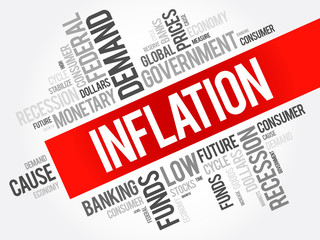 Inflation word cloud collage, business concept background