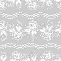 Seamless background. White embroidery on a grey background. Sewing. Textile rapport.
