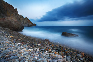 long exposure of sea and rocks