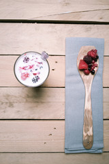 Berry milk shake drink, healthy nutrition
