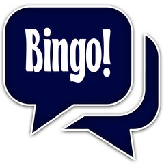 BINGO   on blue dialogue bubbles. Isolated on white background.
