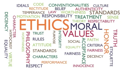 Foto op Plexiglas Ethics, moral, values word tag cloud. 3D rendering, white variant. © ommbeu