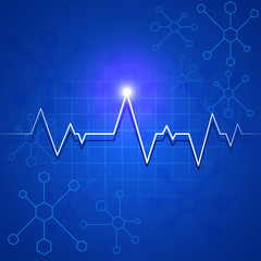 Medical background with heartbeat pulse.