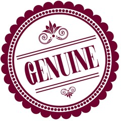 Purple stamp with GENUINE .
