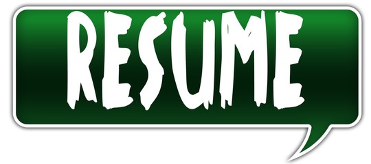 RESUME on green dialogue word balloon.