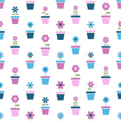 flowers in pots, seamless pattern
