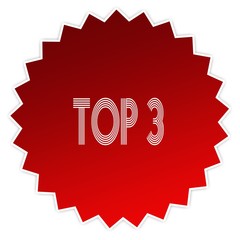 TOP 3 on red sticker label.