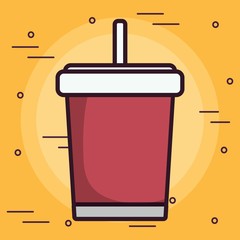 drink cup icon over yellow background colorful design vector illustration