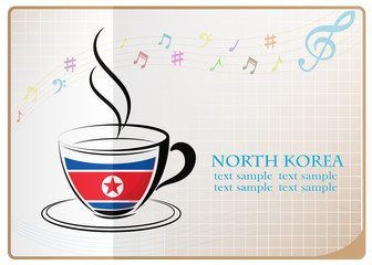 coffee logo made from the flag of North Korea