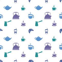 Pattern with Colorful Coffee cup and Tea cup icons