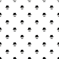 Pattern with black gentleman portrait icon