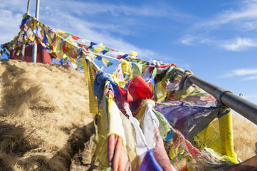 Wallpaper Macro tibetan prayer flags yellow blue red white mountain temple  religion 