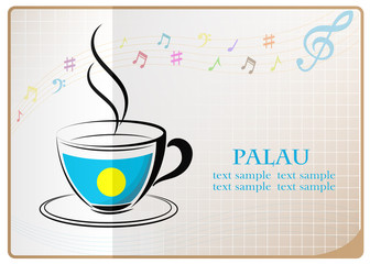 coffee logo made from the flag of Palau