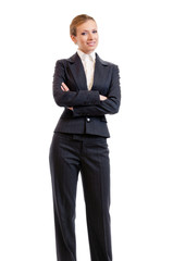 Full body portrait of business woman, isolated