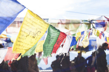 Wallpaper Macro tibetan prayer flags yellow blue red white mountain temple  religion 