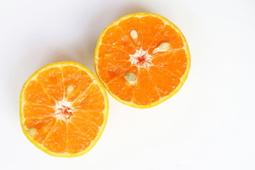 Fototapeta premium Oranges slice , Slice of fresh oranges against on white background