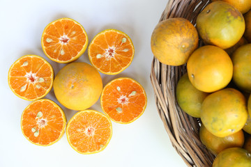 Oranges slice , Slice of fresh oranges against on white background