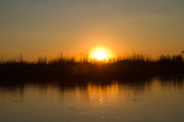 delta of the okavango sunset