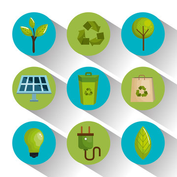 Colorful eco friendly icons over white background vector illustraition