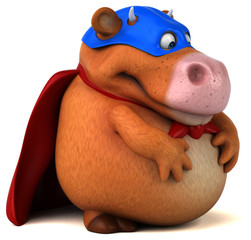 Naklejka premium Super cow - 3D Illustration