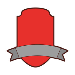 elegant badge shield with ribbon icon vector illustration design