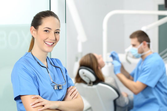 Dentist female posing at consultation