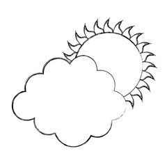 cluod with sun weather icon vector illustration design