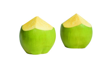 Fresh coconut isolated on white background with clipping path.