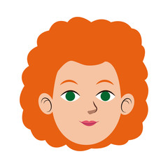 face portrait young woman cartoon vector illustration
