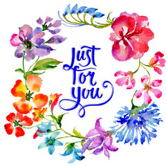 Wildflower flower frame in a watercolor style isolated.