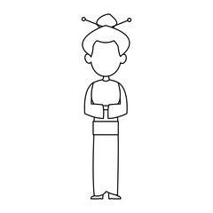 woman female standing character outline image vector illustration