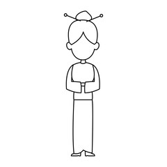 woman female standing character outline image vector illustration