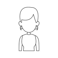 face portrait young woman cartoon vector illustration