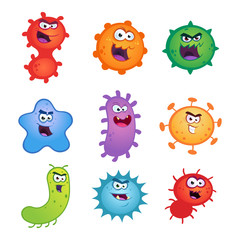 Set of germs and virus vector illustrations.