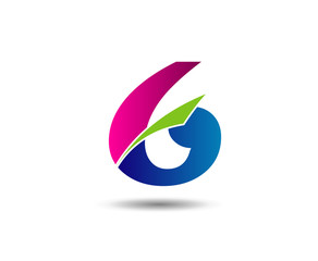 Number 6 logo. Vector logotype design.

