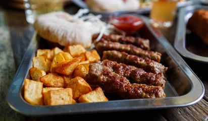 Traditional Serbian food restaurant,background menu close up