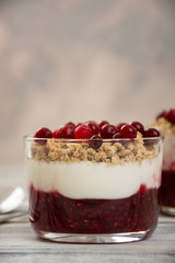 Muesli with jam and yogurt
